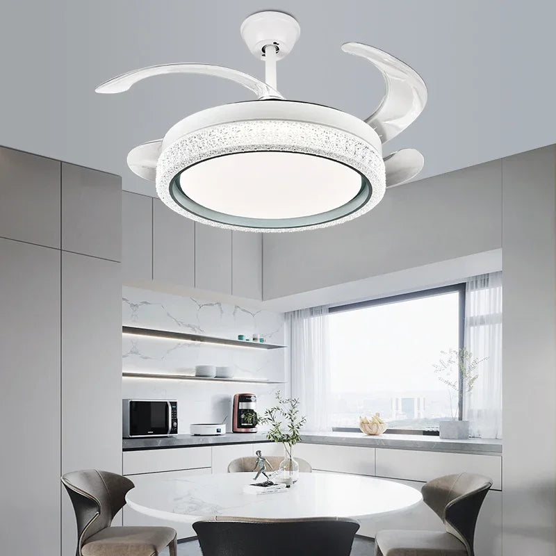 LED Ceiling Fan Light Remote Control, Small Decorative Fan for Home, Bedroom, Dining Room
