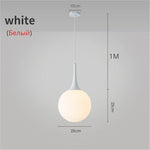 Glass Ball LED Pendant Lights for Modern Living Room, Black/White Horn Fixtures