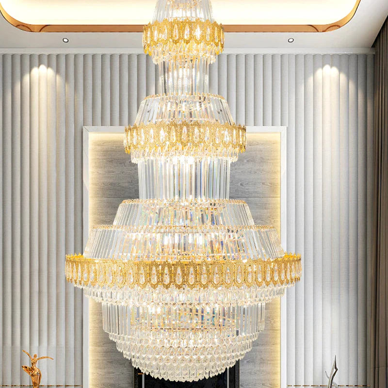 Crystal Chandelier: Villa High Living Room Luxury Lighting