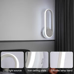 Modern White LED Wall Sconce Rotational Light Fixture for Bedroom Living Room