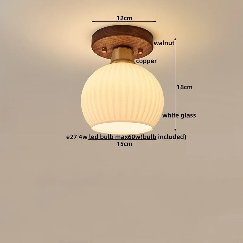 Walnut Copper LED Ceiling Light Modern Home Lighting Luminaria