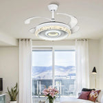 42" Leaf Fan Chandelier Invisible Fan Lighting for Bedroom and Dining Room