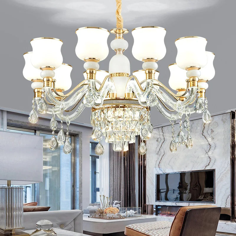 European Luxury Crystal Chandelier: Elegant Main Light for Living Room, Dining Room, Hall