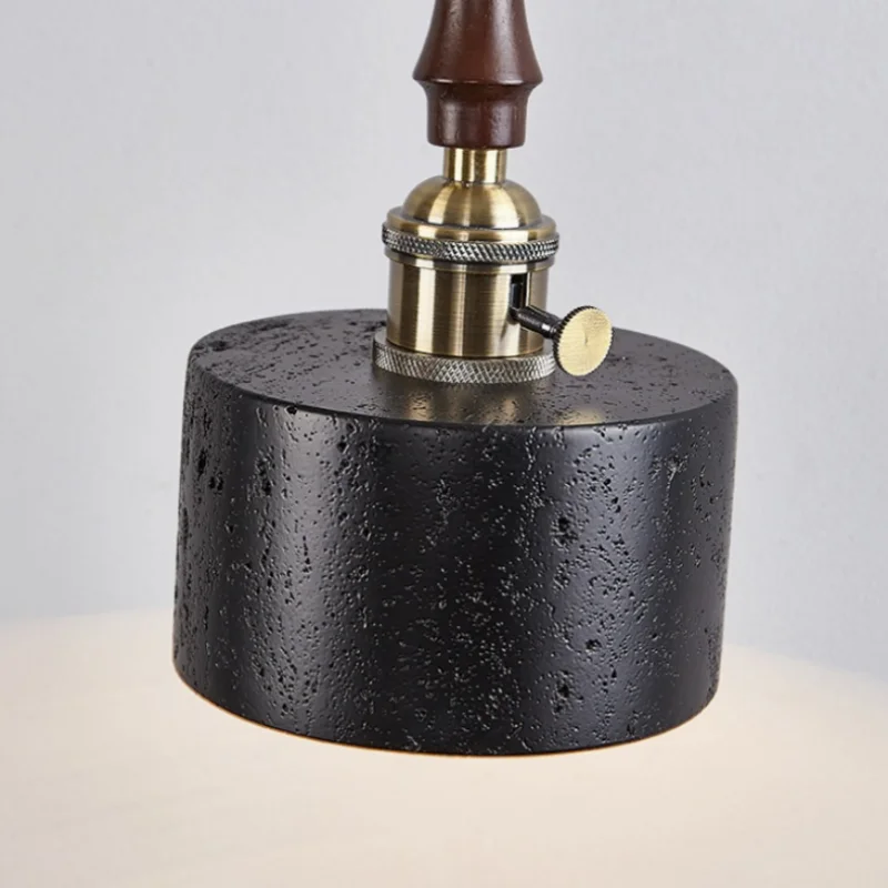 LED Pendant Lights Black Travertine Table Hanging Lamp for Bedroom Living Dining Room