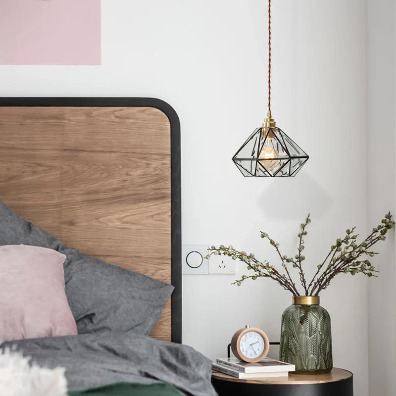 Glass LED Pendant Lamp: Handmade Japanese Style Adjustable Hanging Light Fixtures