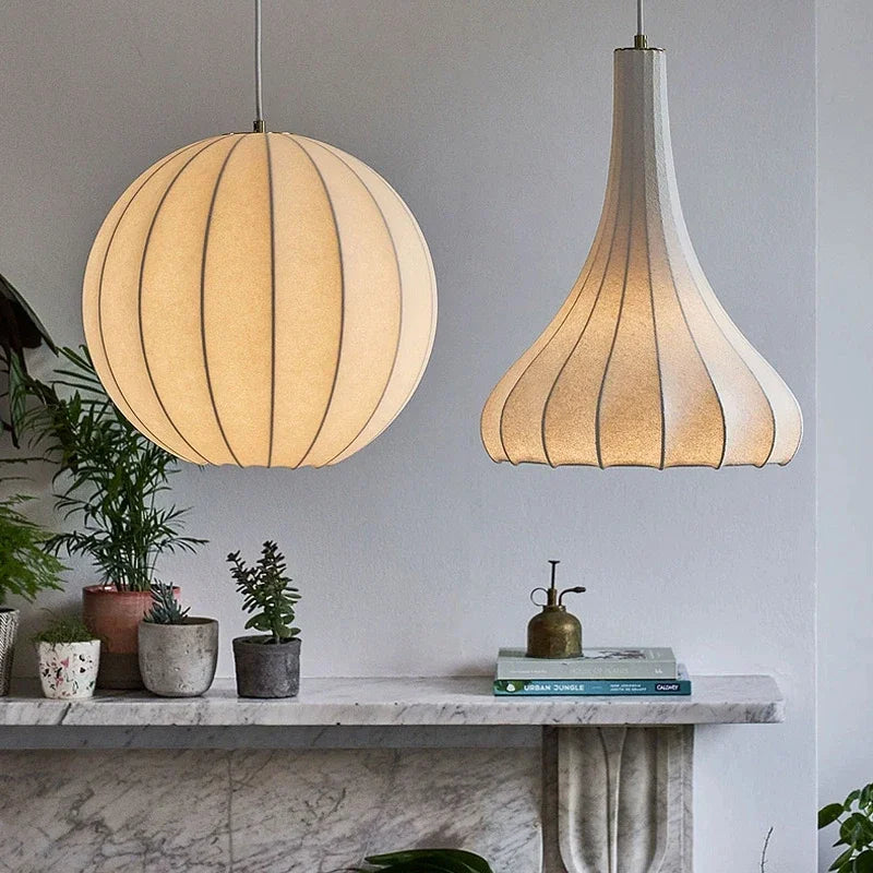 Silk Pendant Lights: Nordic Minimalist LED Chandelier for Dining Room, Bedroom, Bar