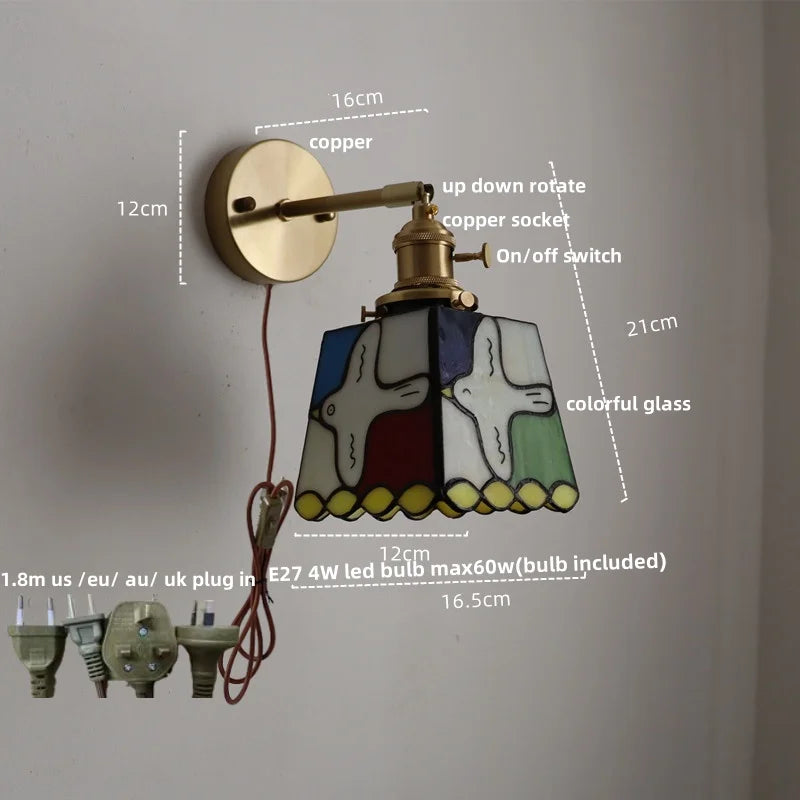 Peace Pigeon Tiffany Style LED Wall Lamp