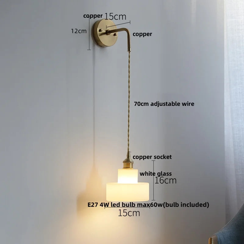 Afralia™ Modern Glass LED Wall Light Fixture Bedroom Aisle Study Lamp