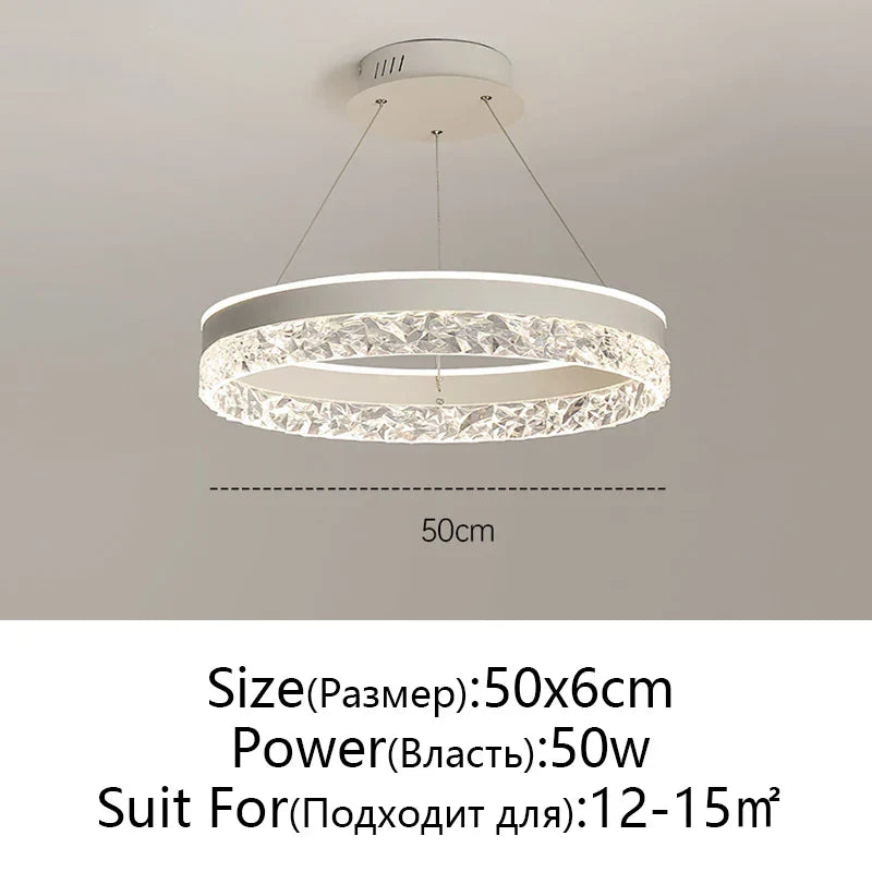 Crystal Rings LED Chandelier Black&White Frame
