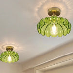 Glass Flush Mounted Ceiling Light Fixture - Modern Nordic Green Glass LED Ceiling Lamp
