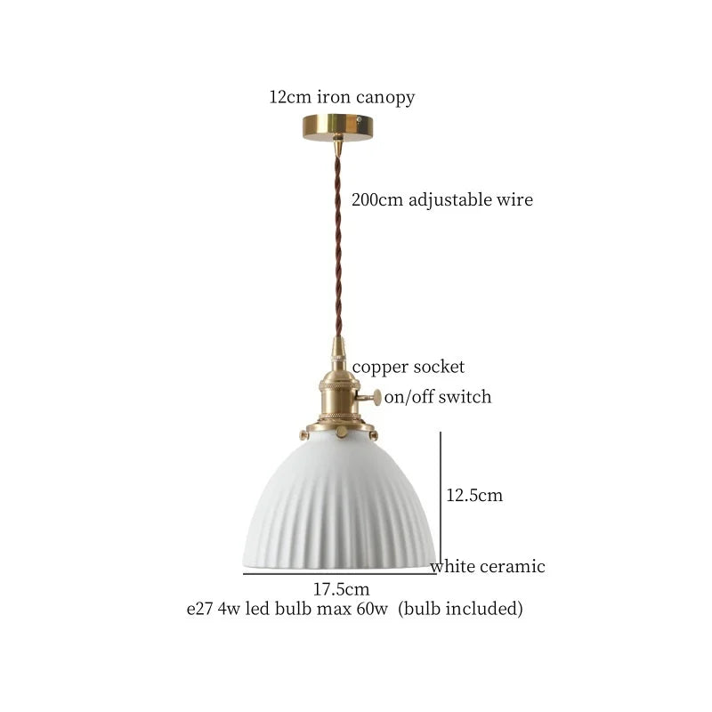 White Ceramic LED Pendant Lamp - Nordic Minimalism Design