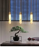 Copper LED Pendant Light: Modern Marble Single Head for Bedroom, Restaurant, and Corridor