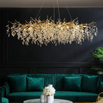 Crystal LED Pendant Lights Gold Dining Room Branch Chandelier