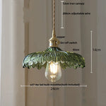 Amber Glass Walnut Wood LED Pendant Lamp with Copper Knob Switch
