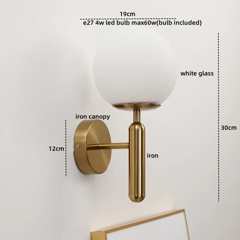 LED Glass Iron Wall Light with Pull Chain Switch for Corridor Living Room Bedroom