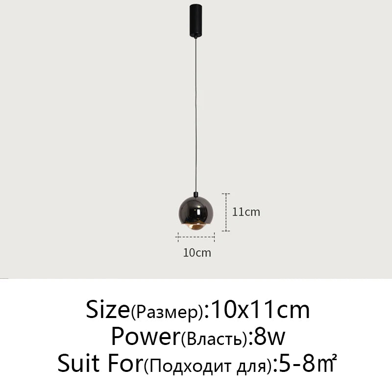 Gold Metal Luster Pendant for Bedside & Kitchen Island - Minimalist LED Hanging Light