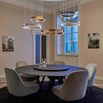 Rose Gold C-Shaped Pendant Light for Luxury Home Dining Room Hall