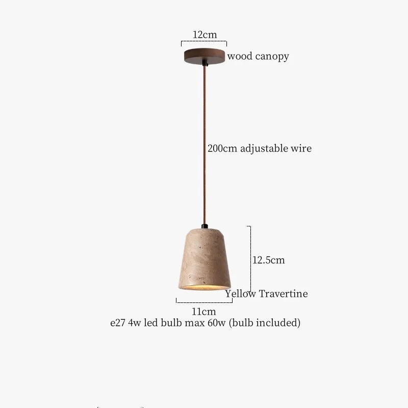 Yellow Travertine LED Pendant Light for Modern Home Decor