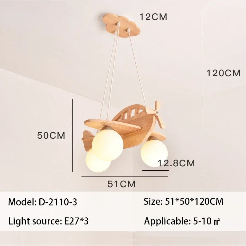 Wooden Aircraft Pendant Light Hanging Lamps Chandelier Ceiling Suspension