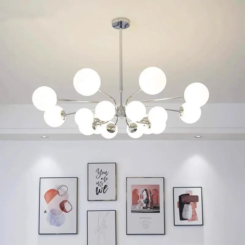 Glass Ball LED Ceiling Chandelier for Modern Living Room and Bedroom