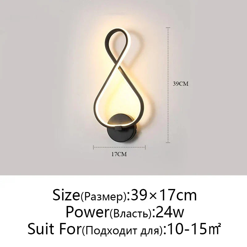 LED Wall Lamps Modern Minimalist Bedroom Living Room Lighting Black White