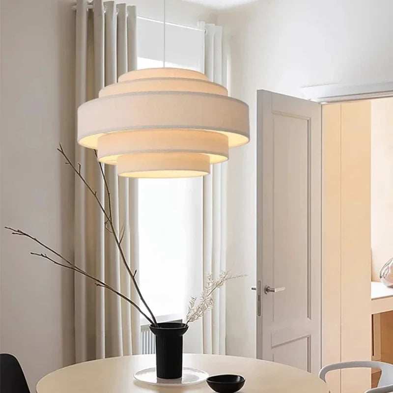 Minimalist Fabric Pendant Chandelier for Bedroom and Bar - LED Ceiling Lamp