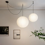 Round Rice Paper LED Pendant Lights for Home Decor Chandelier