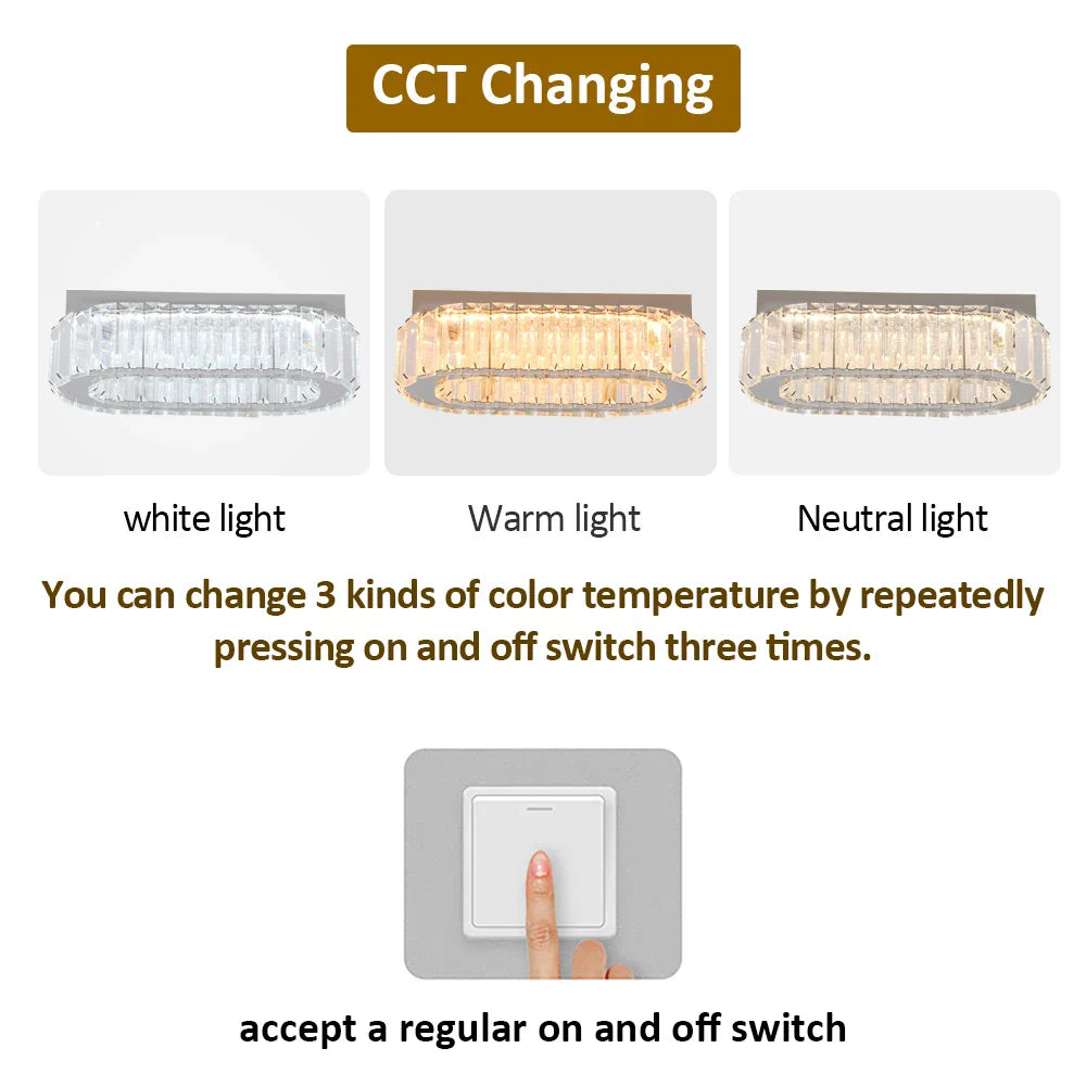 Oval Crystal LED Wall Chandelier Ceiling Lamp - Modern Home Decor