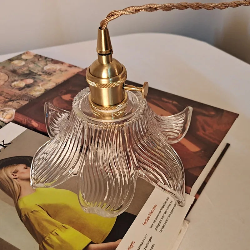 Flower Glass LED Pendant Lights for Home Decor, Adjustable Kitchen Hanging Lamp