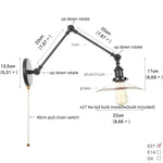 Clear Glass Swing Arm Wall Light Fixture for Dining Living Room Cafe