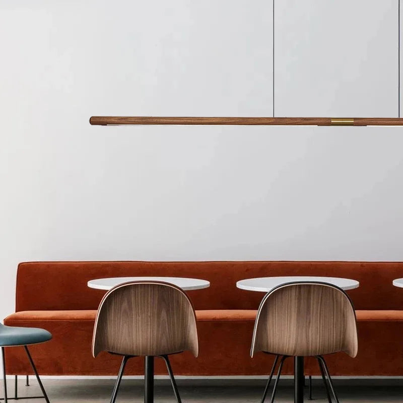 Walnut Pendant Lamp 220cm Solid Wood LED Dining Room Light Luxurious Living Room Light