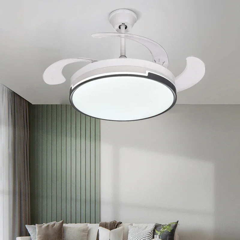 Invisible Ceiling Fan with LED Light, Retractable Blades, Remote Control