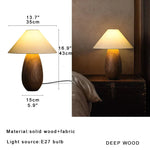 Wooden Mushroom Desk Lamp Black Engraved Table Light for Office Décor