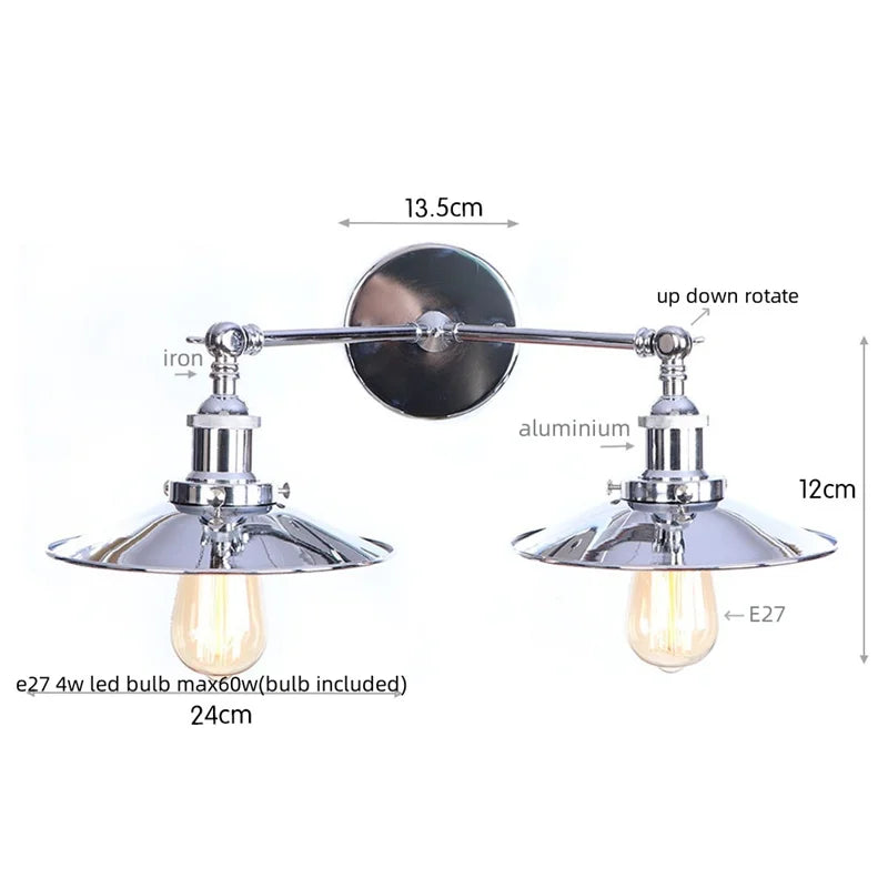 Afralia™ Dual Head LED Wall Light Pink Industrial Bedside Lamp