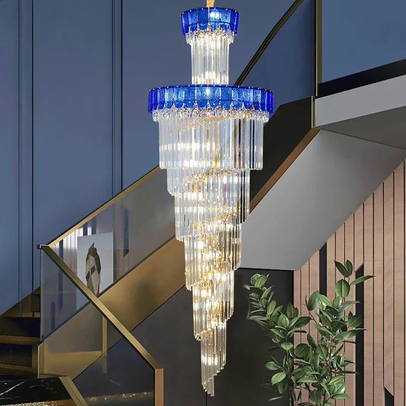 Crystal Chandelier: Elegant Villa Living Room Lighting