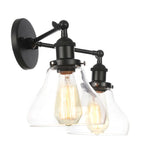 Black LED Wall Sconce 2-Head Lamp for Bedroom Bathroom Mirror