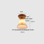 White Ceramic LED Ceiling Lamp Wood Ash Nordic Modern Copper Light