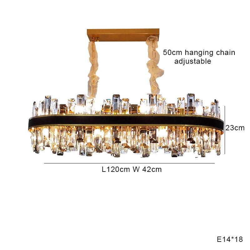 Classic Gray Crystal Chandeliers with LED Lighting for Dining Table