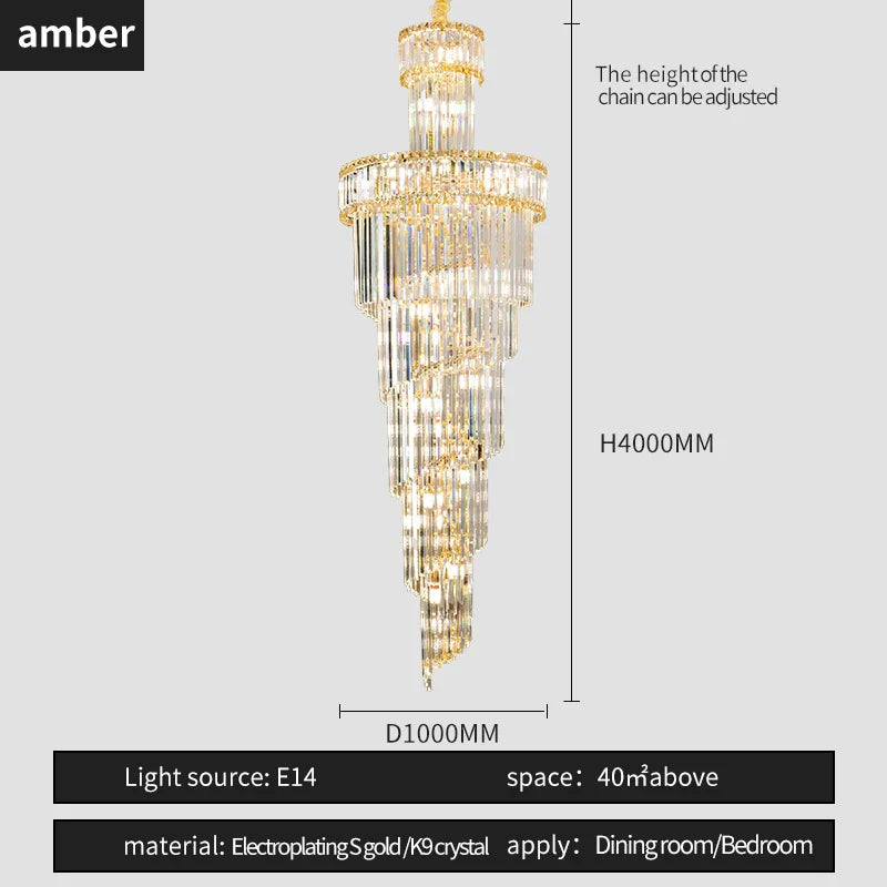 Crystal Spiral Chandelier Duplex for Modern Spaces