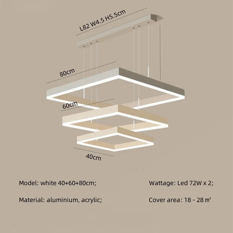 Modern Straight Pendant LED Light - Minimalist Painted Aluminium Chandelier