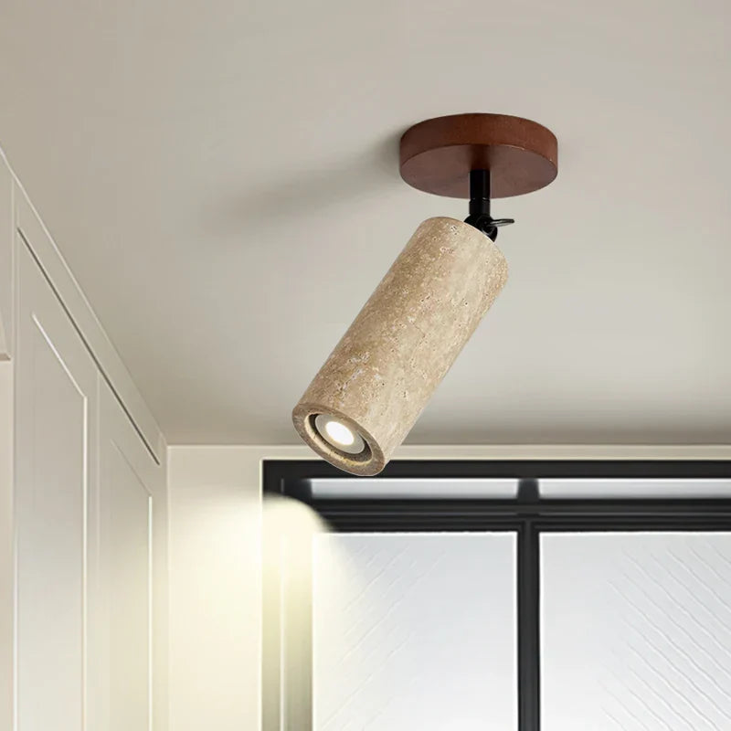 Yellow Travertine LED Ceiling Light - Modern Wabi-sabi Style for Living Room