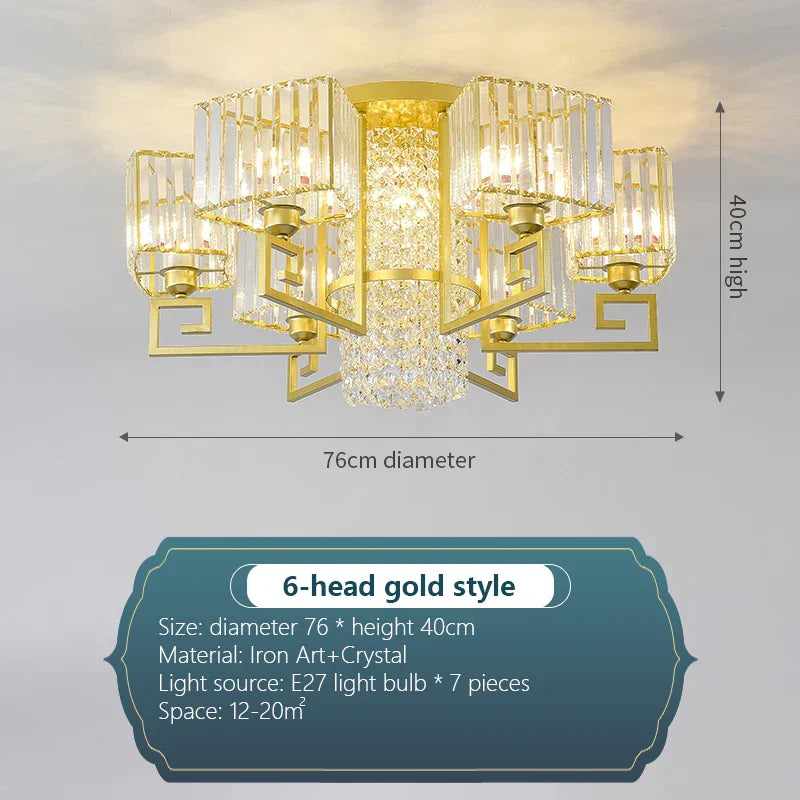 Luxury Crystal Ceiling Light for Living Room, Bedroom, Dining - Modern and Simple