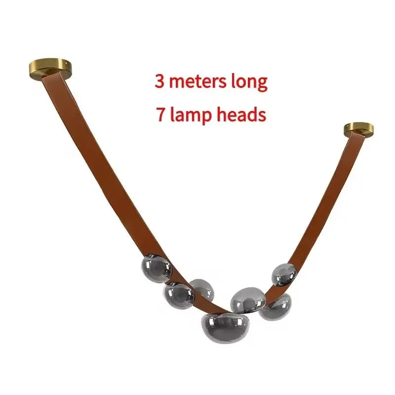 Designer Leather Loft Chandelier Pendant Light for Living Room Hotel Staircase