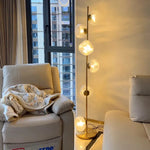 Nordic Glass Shade LED Floor Lamp for Minimalist Living Room & Bedroom