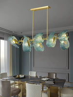 Luxury Glass Decorated Yellow Copper Blue Chandelier