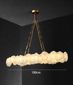Ivory White Marble Copper LED Ceiling Light Luxury Modern Fixture