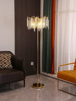 Crystal Gold LED Floor Lamp: Nordic Luxury for Living Room & Bedroom