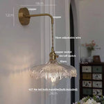 Amber Vintage LED Wall Light Glass Copper Pull Chain Switch Hallway Lamp