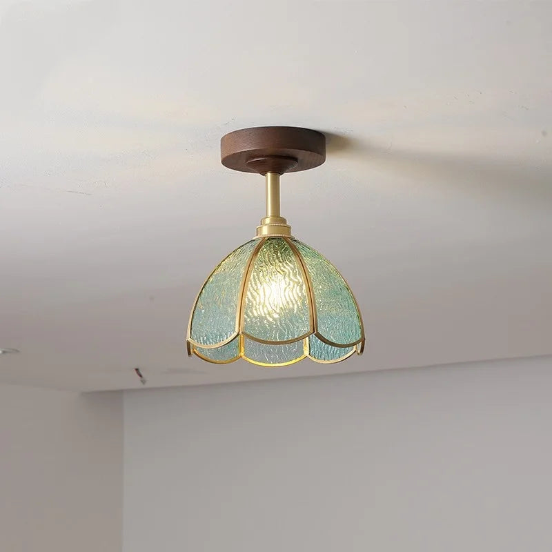 LED Glass Wood Ceiling Lamp for Modern Indoor Lighting and Decoration