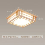 Solid Wood Ceiling Chandelier Light for Home Decor, LED Square Lamp for Living Room